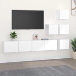 vidaXL Meuble TV mural Blanc Bois d'ingénierie