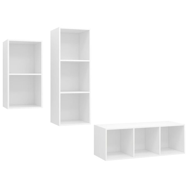vidaXL Ensemble de meuble TV 3 Pièces Blanc Aggloméré