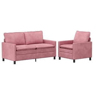 vidaXL Ensemble de Canapés 2 Pièces Rose Velours