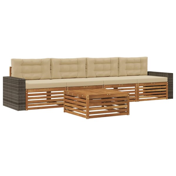 vidaXL Ensemble de canapés d'extérieur 5 Pièces Naturel et Beige