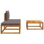 vidaXL Salon de jardin avec coussins 3 Pièces bois massif d'acacia