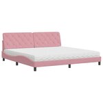 vidaXL Lit avec matelas rose 200x200 cm velours