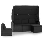 vidaXL Salon de jardin 4 Pièces avec coussins noir résine tressée