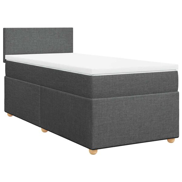 vidaXL Sommier à lattes de lit avec matelas gris foncé 90x190 cm simple tissu