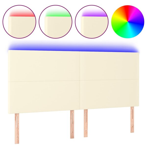 vidaXL Tête de lit à LED Crème 200x5x118/128 cm Similicuir