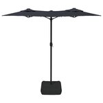 vidaXL Parasol de jardin à double tête avec LED noir 316x145 cm