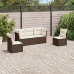 vidaXL Salon de jardin avec coussins 5 Pièces marron résine tressée