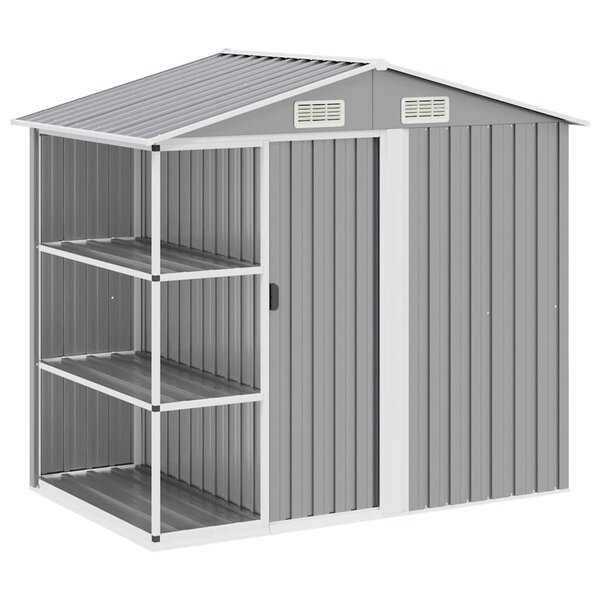 vidaXL Abri de jardin avec étagère Gris 205x130x183 cm Fer