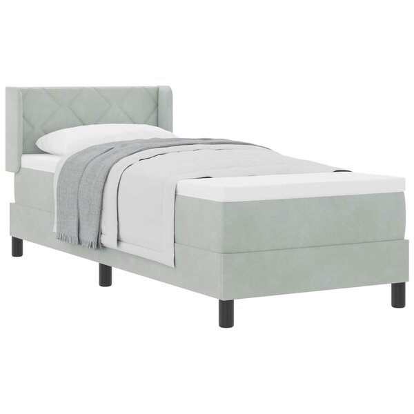vidaXL Lit à ressorts avec matelas Gris clair 200 x 80 cm Polyester