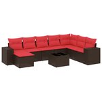 vidaXL Salon de jardin avec coussins 9 Pièces marron résine tressée