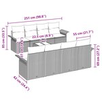 vidaXL Ensemble de canapé de jardin 9 pièces avec coussins gris en poly rattan