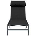 vidaXL Chaise Longue Noire Acier  Textilène Simple Accoudoirs réglables