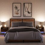 vidaXL Tables de chevet murales avec lumières LED 2 Pièces chêne fumé