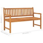 vidaXL Banc de jardin à 3 places avec table 150 cm Bois de teck massif