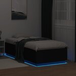 vidaXL Cadre de lit avec lumières LED noir 75x190 cm bois d'ingénierie