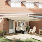 vidaXL Auvent Rétractable Vert et jaune 450 × 300 cm tissu
