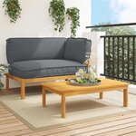 vidaXL Ensemble de Canapés Uni 2 Pièces Anthracite Bois d'Acacia Massif