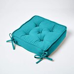 Galette de chaise coussin rehausseur en coton Turquoise  40 x 40 x 10 cm - HOMESCAPES