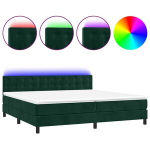 vidaXL Sommier à lattes de lit matelas et LED Vert foncé 200x200 cm