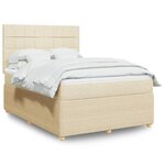 vidaXL Sommier à lattes de lit avec matelas Crème 140x200 cm Tissu
