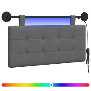 vidaXL Tête de lit suspendue Avec lumière LED Gris foncé Tissu