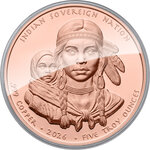 Monnaie SACAGAWEA 5 Oz Cuivre 1$ Sioux Nation 2026 (PRÉCOMMANDE)