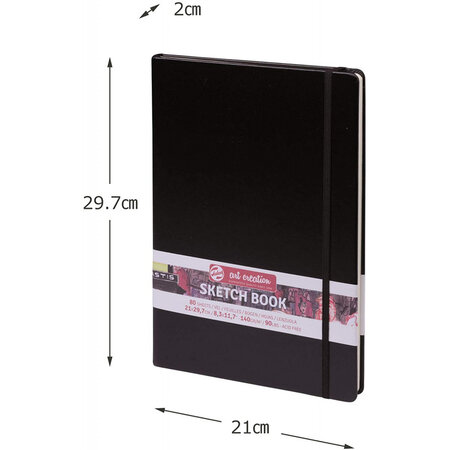 Carnet croquis - format a4 (21 x 29 7 cm) - 80 feuilles - 140g - noir - royal talens