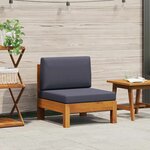 vidaXL Canapé central avec coussins gris foncé Bois d'acacia solide