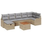 vidaXL Ensemble de Canapé de Jardin de 8 Pièces avec Coussins Beige Poly Rattan