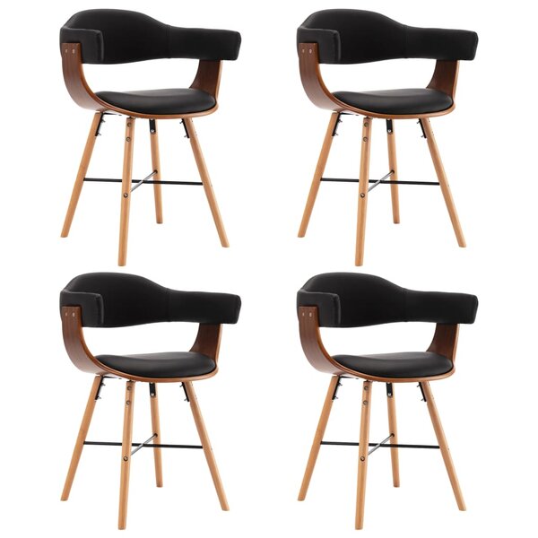 vidaXL Chaises à manger lot de 4 noir similicuir et bois courbé