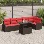 vidaXL Ensemble de canapé de jardin 7 Pièces Marron et rouge polyrotin