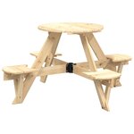 vidaXL Table de pique-nique pour 4 enfants avec parasol rond sapin