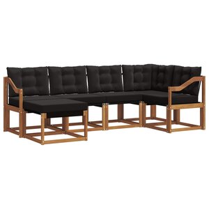 vidaXL Ensemble de canapés d'extérieur 6 Pièces Naturel et Noir