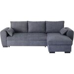 Canapé d'angle convertible réversible MAX - Méridienne avec coffre - Tissu gris foncé - 240 x 143 x 85 cm