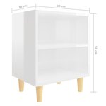 vidaXL Tables de chevet pieds en bois 2 Pièces Blanc brillant 40x30x50 cm