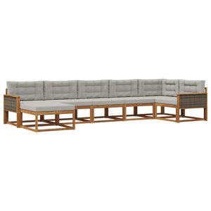vidaXL Ensemble de canapés d'extérieur 7 pc Naturel et gris clair