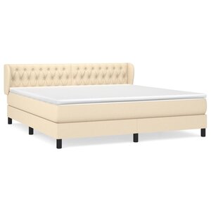vidaXL Sommier à lattes de lit avec matelas Crème 180x200 cm Tissu