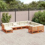 vidaXL Salon de jardin 10Pièces avec coussins cire marron bois pin massif