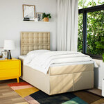 vidaXL Sommier à lattes de lit avec matelas crème 120x190 cm tissu