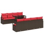 vidaXL Ensemble de canapé de jardin 9 Pièces Marron Poly rotin