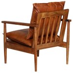 vidaXL Fauteuil Marron Cuir véritable avec bois d'acacia