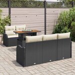 vidaXL Ensemble de canapé de jardin 6 Pièces Noir Poly rotin