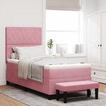 vidaXL Lit à Ressorts avec Matelas & Banc Rose 90x190 cm Velours