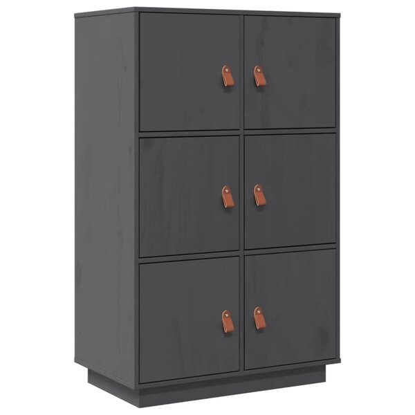 vidaXL Buffet haut Gris 67x40x108 5 cm Bois massif de pin