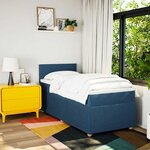 vidaXL Sommier à lattes de lit avec matelas Bleu 90x200 cm Tissu