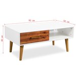 vidaXL Table basse Bois d'acacia massif 90x50x40 cm