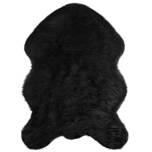 vidaXL Tapis en Peau de Mouton Synthétique Noir 60 x 90 cm Polyester
