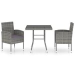 vidaXL Ensemble à manger de jardin 3 Pièces Résine tressée Anthracite