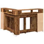 Bureau table poste de travail meuble d'ordinateur informatique étude avec lumières LED vieux bois bois d'ingénierie brun 02_0023439