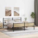 vidaXL Cadre de lit en métal sans matelas chêne sonoma 180x200 cm